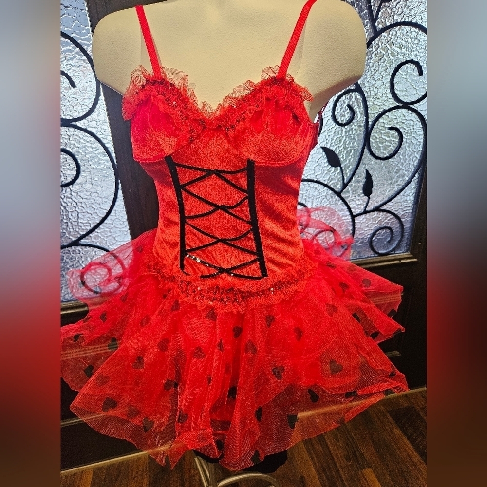 Leg Avenue Halloween Sexy Red Velvet love bug costume. DRESS ONLY. Size Xsmall